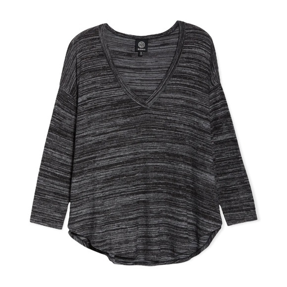 BOBEAU Space Dye V-Neck Cozy Knit Long Sleeve Top - Size 1X Grey/Black - Picture 5 of 5